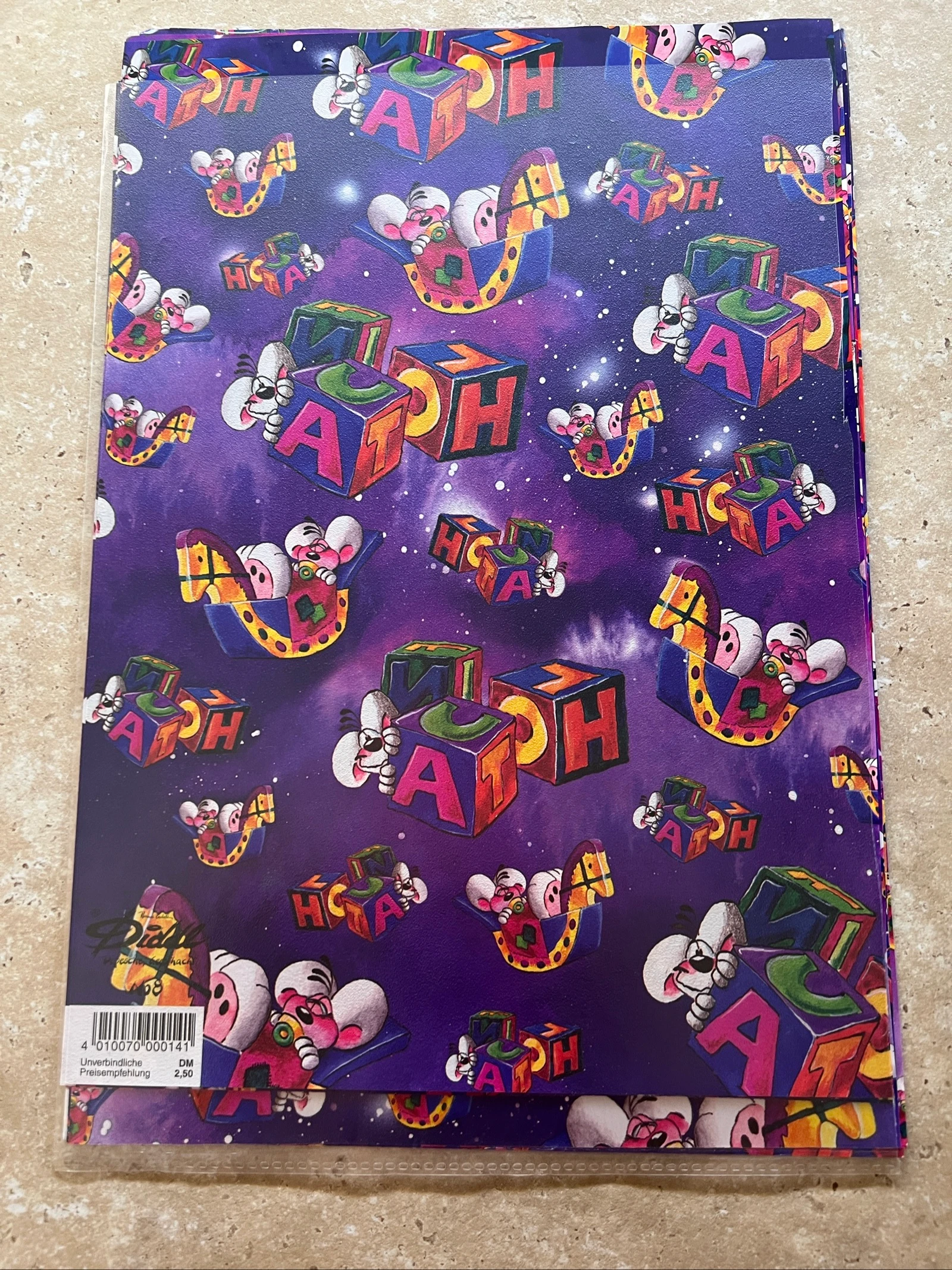 Papier cadeau Diddl format A4 ancien 